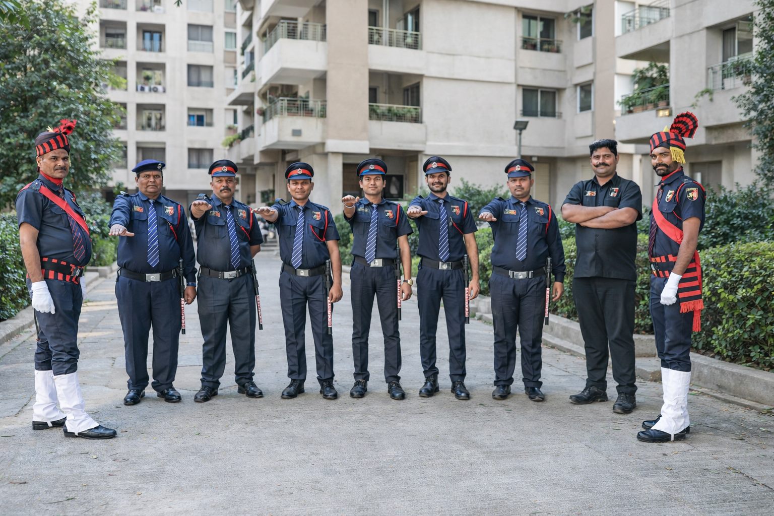 JRV uniformed security team assembled at a residential site